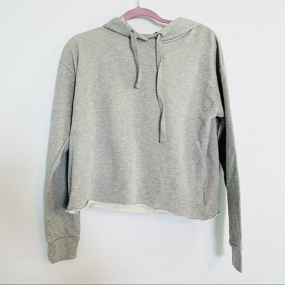 F21 Floral Embroidered Cropped Hoodie - #308